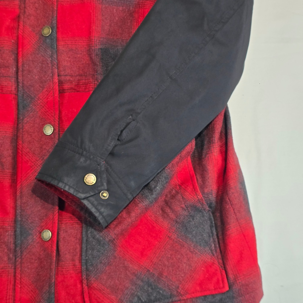 Pendleton Womens Red Black Buffalo Plaid Wool Blend Hooded Parka Jacket‎ Large - Picture 8 of 16